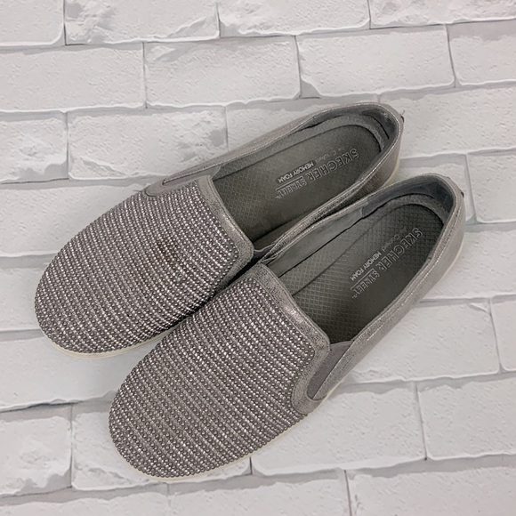 Skechers Street Air Cushioned Foam shoes sneakers Silver stud metallic Slip on - Picture 11 of 12